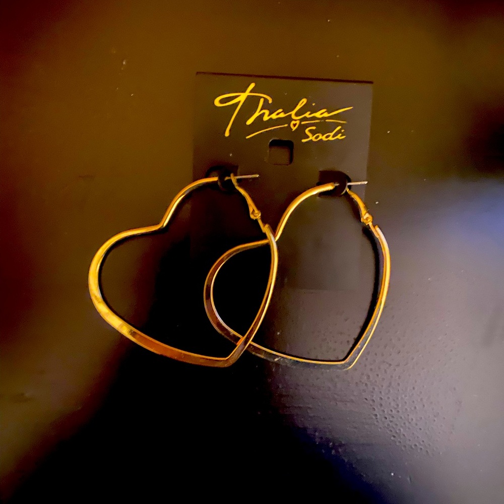 NEW Thalia Sodi gold heart hoop earrings